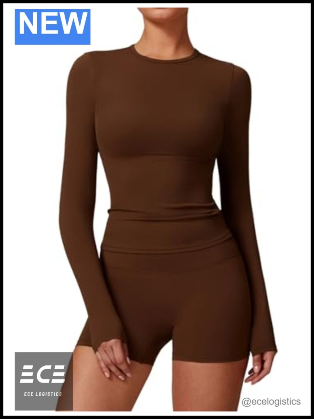 Women's Two Piece Workout Set Long Sleeve Cross Back Top High Waist Shorts Gym